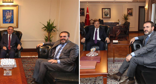 Başbakan Yardımcılarımız Bekir Bozdağ, Fikri Işık ve Hakan Çavuşoğlu'nu ziyaret ettik. Yeni görevlerinde muvaffakiyetler temenni ediyorum.